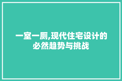 一室一厕,现代住宅设计的必然趋势与挑战