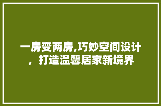 一房变两房,巧妙空间设计，打造温馨居家新境界