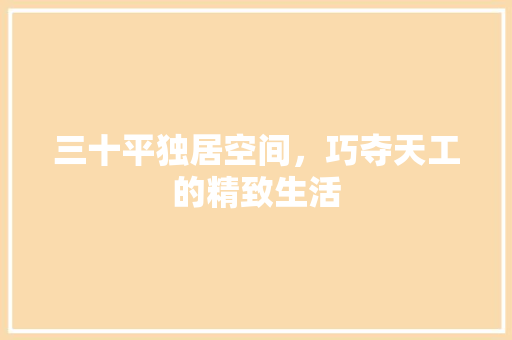 三十平独居空间，巧夺天工的精致生活