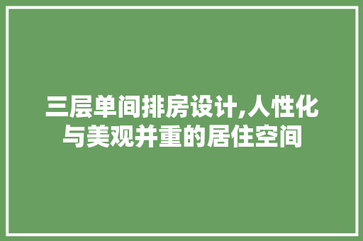 三层单间排房设计,人性化与美观并重的居住空间