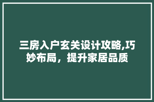 三房入户玄关设计攻略,巧妙布局，提升家居品质