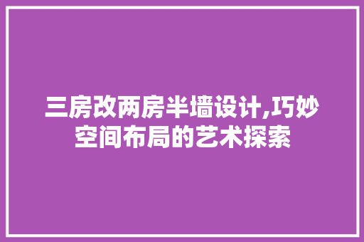 三房改两房半墙设计,巧妙空间布局的艺术探索