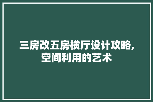 三房改五房横厅设计攻略,空间利用的艺术