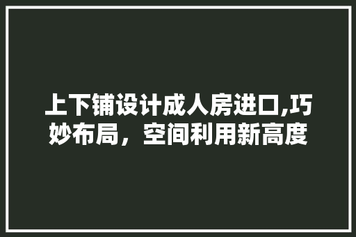 上下铺设计成人房进口,巧妙布局，空间利用新高度