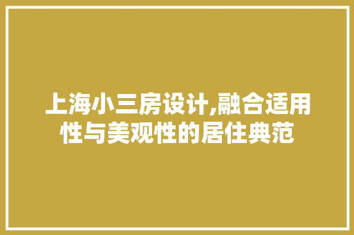 上海小三房设计,融合适用性与美观性的居住典范
