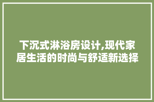 下沉式淋浴房设计,现代家居生活的时尚与舒适新选择