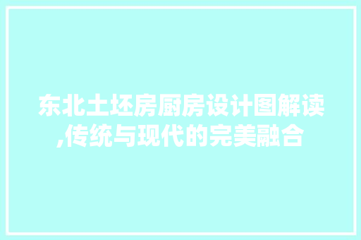 东北土坯房厨房设计图解读,传统与现代的完美融合