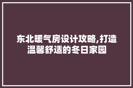 东北暖气房设计攻略,打造温馨舒适的冬日家园