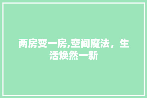 两房变一房,空间魔法，生活焕然一新