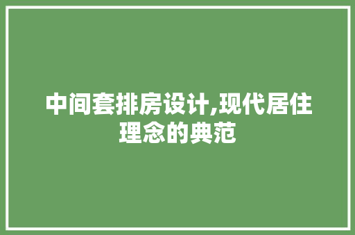 中间套排房设计,现代居住理念的典范