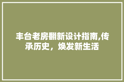 丰台老房翻新设计指南,传承历史，焕发新生活