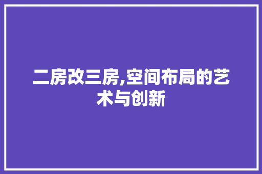二房改三房,空间布局的艺术与创新
