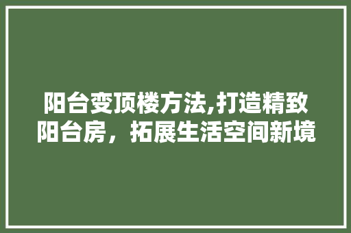 阳台变顶楼方法,打造精致阳台房，拓展生活空间新境界