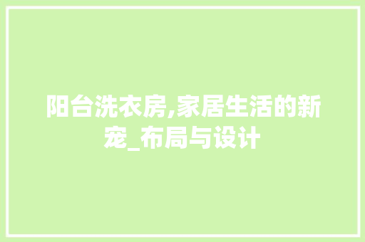 阳台洗衣房,家居生活的新宠_布局与设计