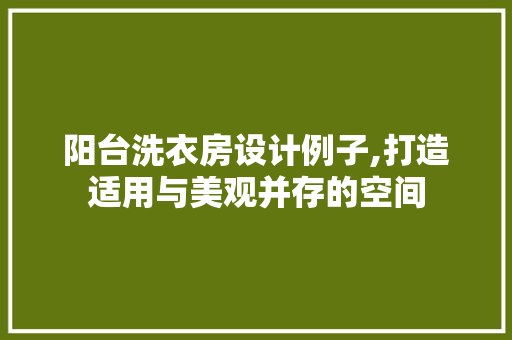 阳台洗衣房设计例子,打造适用与美观并存的空间