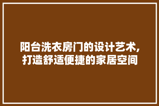 阳台洗衣房门的设计艺术,打造舒适便捷的家居空间
