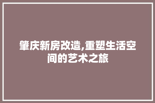肇庆新房改造,重塑生活空间的艺术之旅