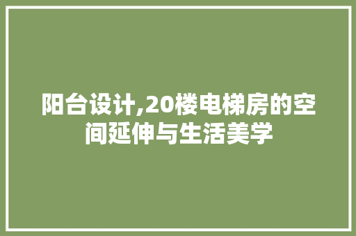 阳台设计,20楼电梯房的空间延伸与生活美学