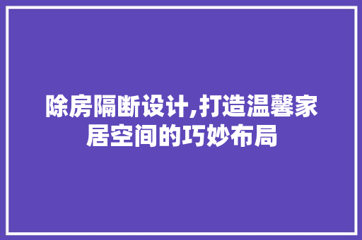 除房隔断设计,打造温馨家居空间的巧妙布局