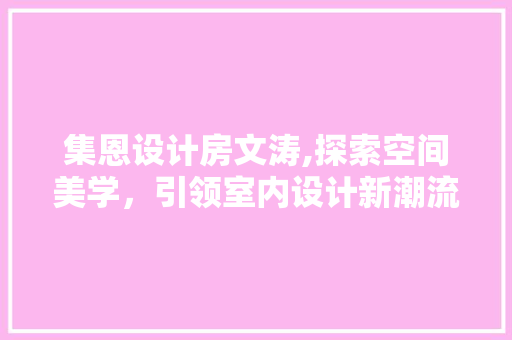集恩设计房文涛,探索空间美学，引领室内设计新潮流