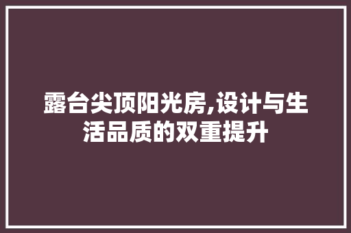 露台尖顶阳光房,设计与生活品质的双重提升