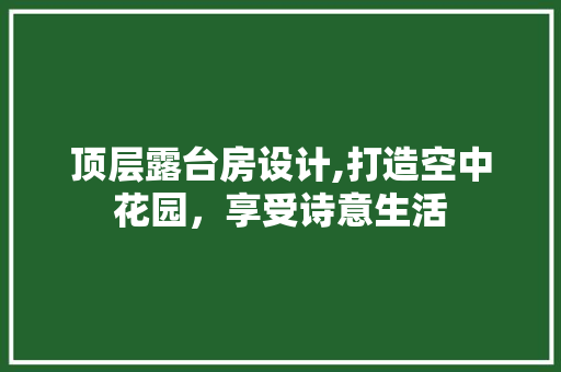 顶层露台房设计,打造空中花园，享受诗意生活