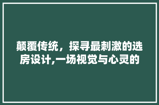颠覆传统，探寻最刺激的选房设计,一场视觉与心灵的盛宴
