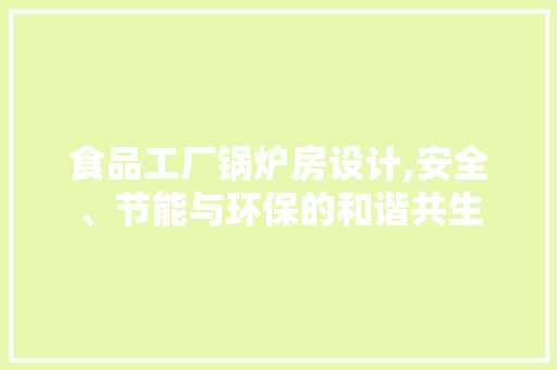 食品工厂锅炉房设计,安全、节能与环保的和谐共生