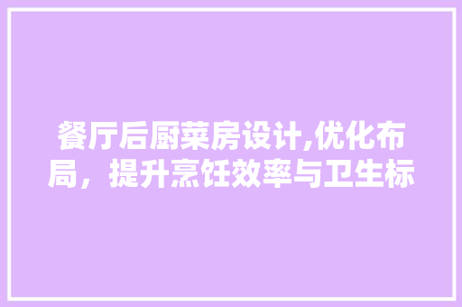 餐厅后厨菜房设计,优化布局，提升烹饪效率与卫生标准
