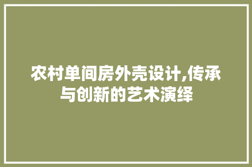 农村单间房外壳设计,传承与创新的艺术演绎