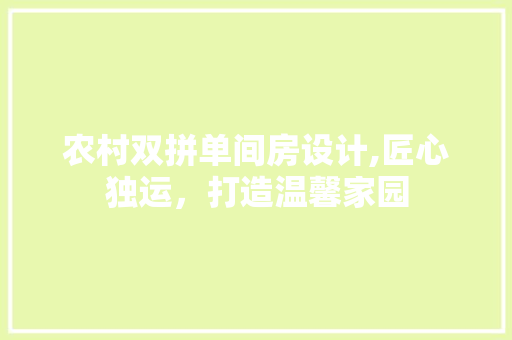 农村双拼单间房设计,匠心独运，打造温馨家园
