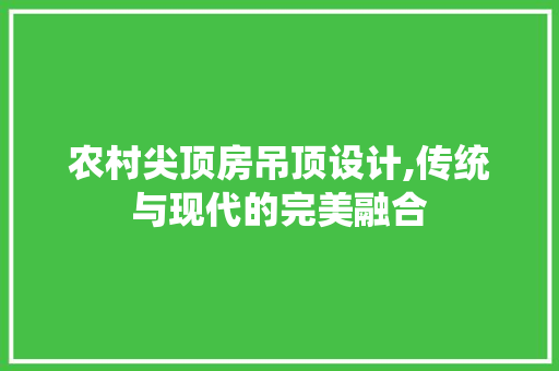 农村尖顶房吊顶设计,传统与现代的完美融合