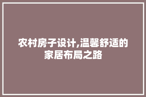 农村房子设计,温馨舒适的家居布局之路