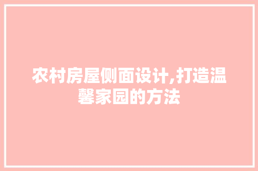 农村房屋侧面设计,打造温馨家园的方法