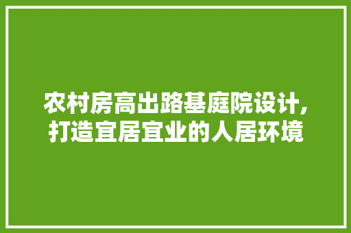 农村房高出路基庭院设计,打造宜居宜业的人居环境