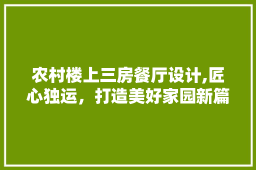 农村楼上三房餐厅设计,匠心独运，打造美好家园新篇章