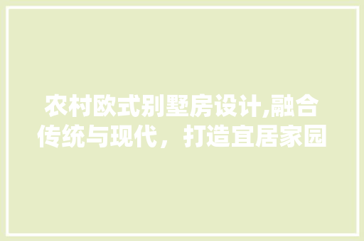 农村欧式别墅房设计,融合传统与现代，打造宜居家园