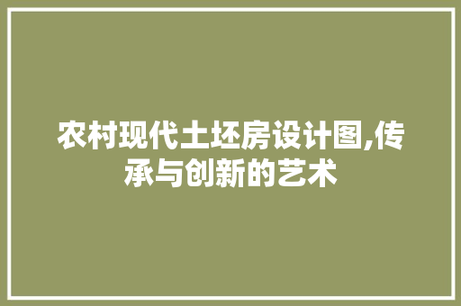 农村现代土坯房设计图,传承与创新的艺术