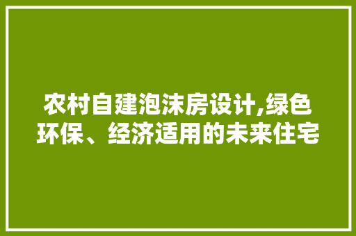 农村自建泡沫房设计,绿色环保、经济适用的未来住宅新选择
