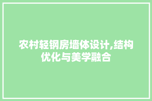 农村轻钢房墙体设计,结构优化与美学融合