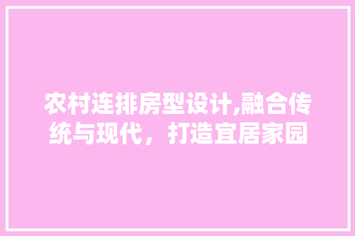 农村连排房型设计,融合传统与现代，打造宜居家园