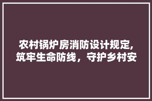 农村锅炉房消防设计规定,筑牢生命防线，守护乡村安宁