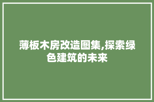 薄板木房改造图集,探索绿色建筑的未来