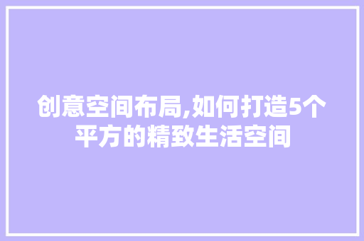 创意空间布局,如何打造5个平方的精致生活空间