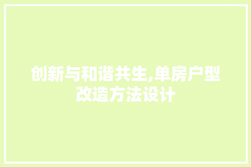 创新与和谐共生,单房户型改造方法设计