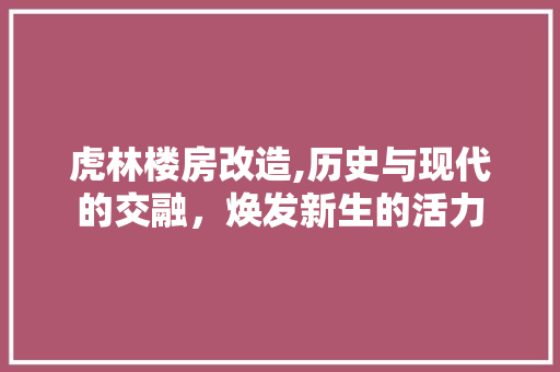 虎林楼房改造,历史与现代的交融，焕发新生的活力