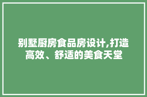 别墅厨房食品房设计,打造高效、舒适的美食天堂