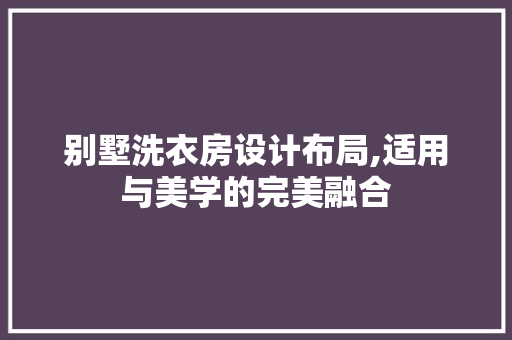别墅洗衣房设计布局,适用与美学的完美融合