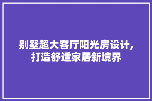 别墅超大客厅阳光房设计,打造舒适家居新境界