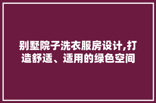 别墅院子洗衣服房设计,打造舒适、适用的绿色空间